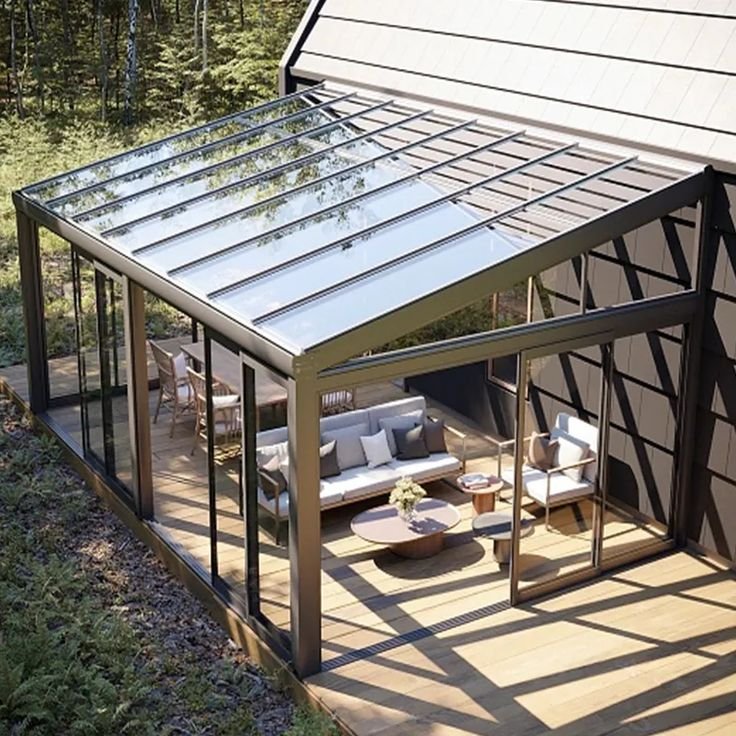 Noiseless Sliding Doors Glass House Solarium Conservatory Garden Room Backyard Sunroom Veranda Design